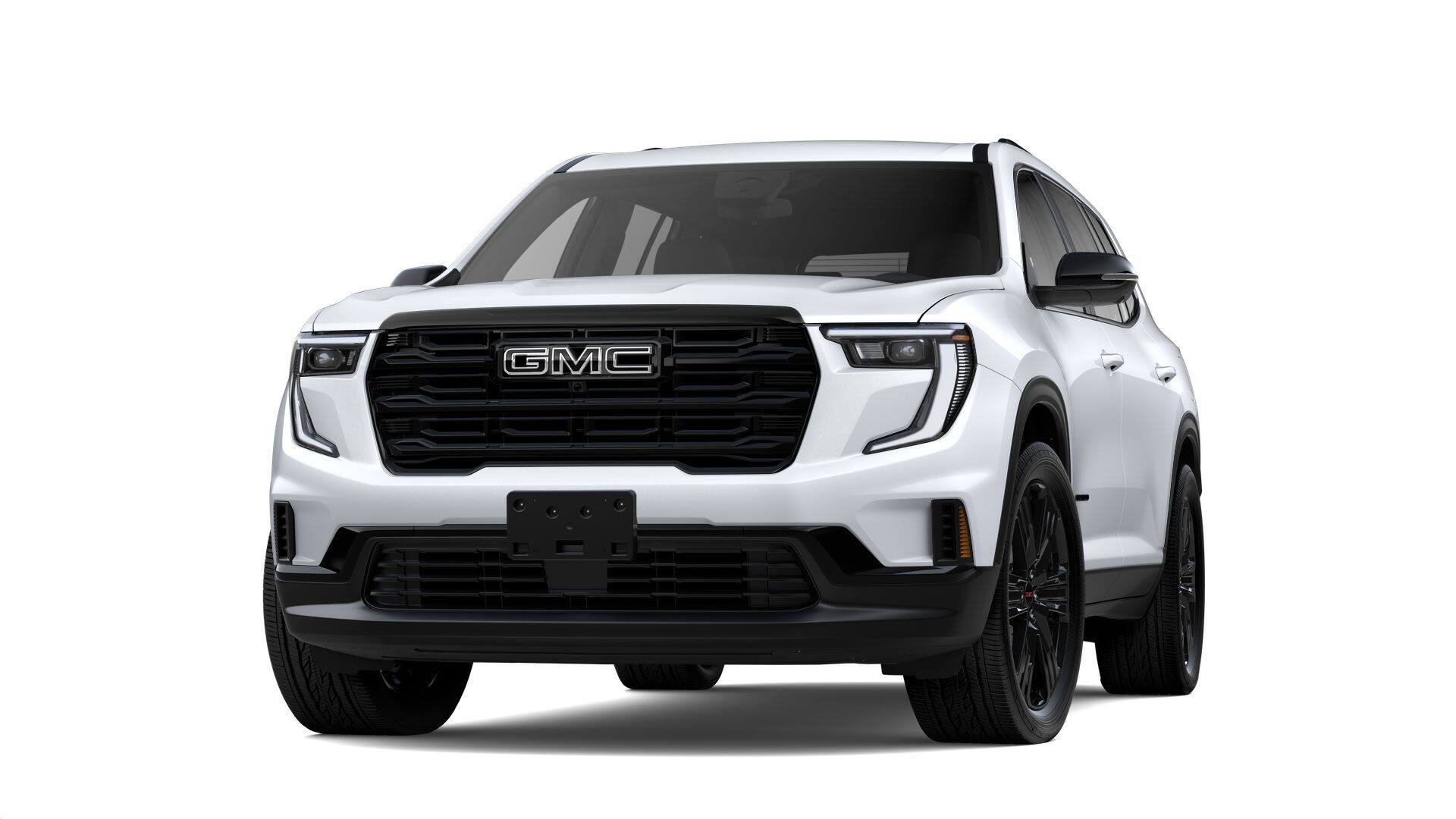 2026 GMC Acadia Elevation in Glacier White Tricoat — front three-quarter view