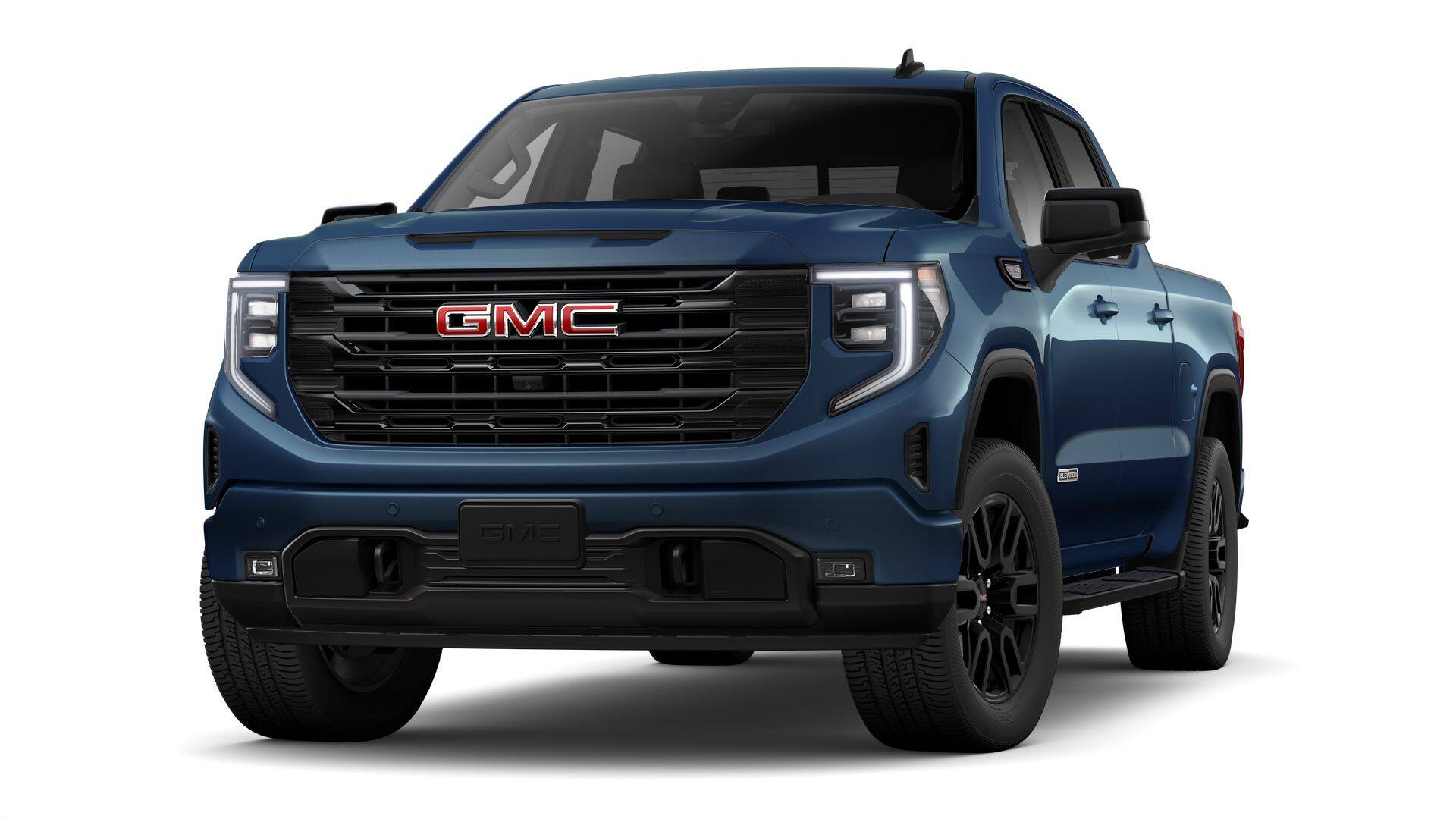 2026 GMC Sierra 1500 Elevation in Downpour Metallic — front three-quarter view