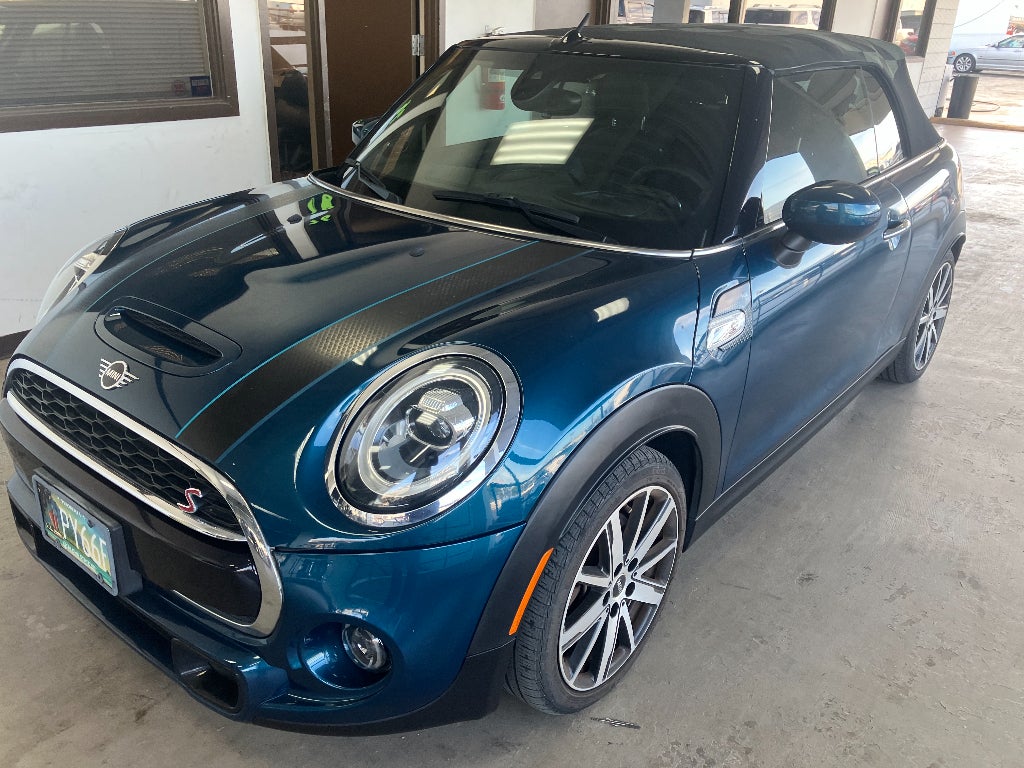 2021 MINI Convertible Cooper S in Blue — front three-quarter view